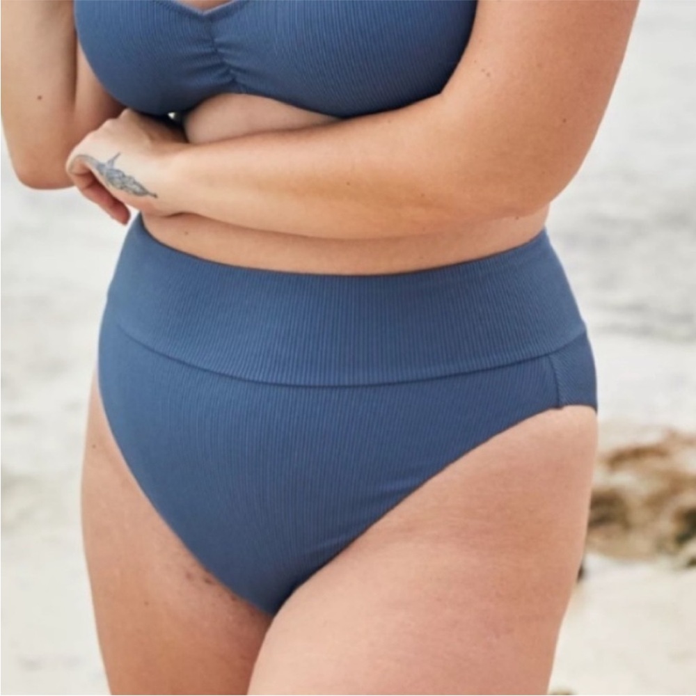 Aerie Ribbed High Cut Cheeky Bikini Bottom